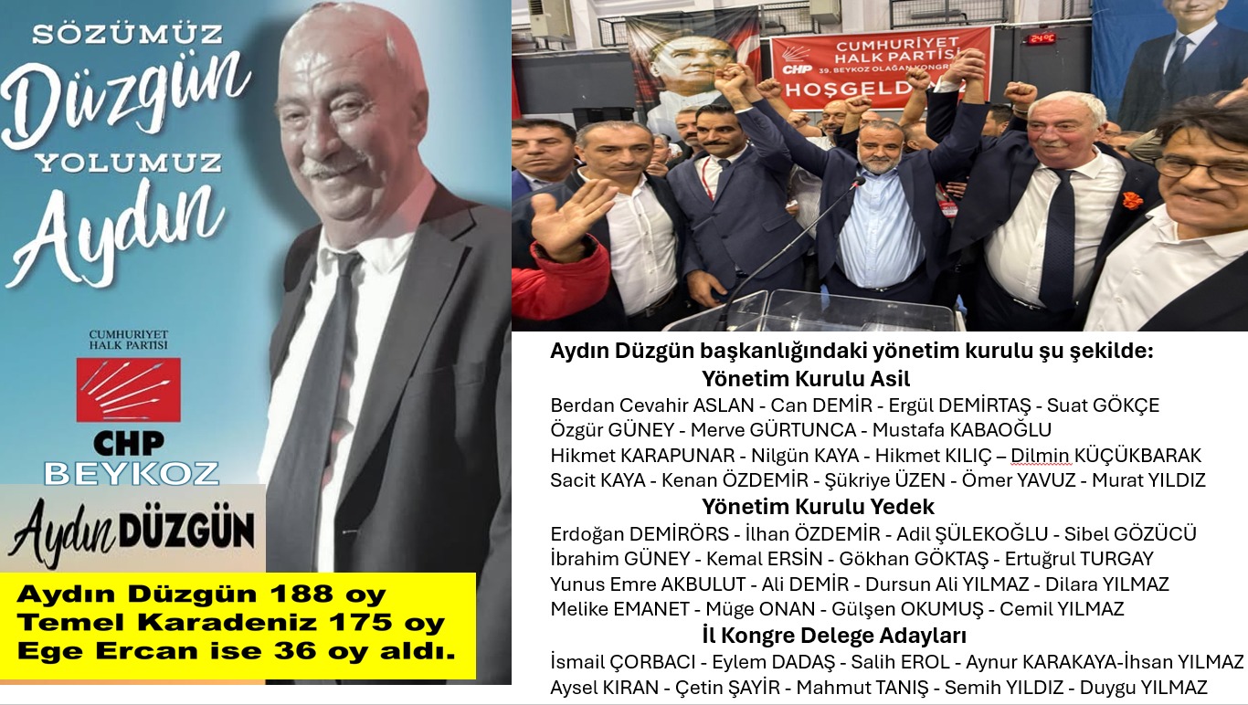 CHP Beykoz’da yeniden ilçe başkanı Aydın DÜZGÜN oldu!